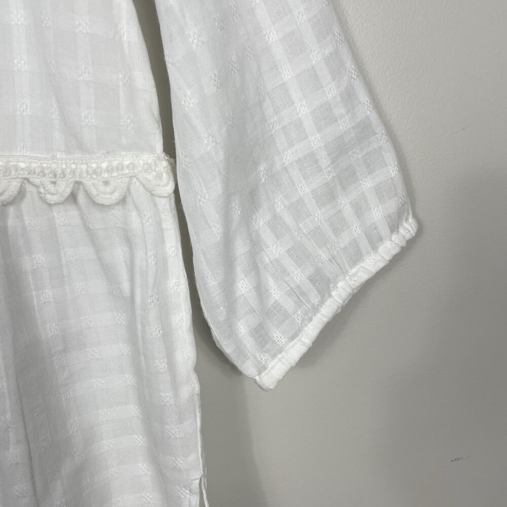 Soft Surroundings Elodie Windowpane Gauze Top Size L Petite White Cotton NEW - Picture 9 of 13